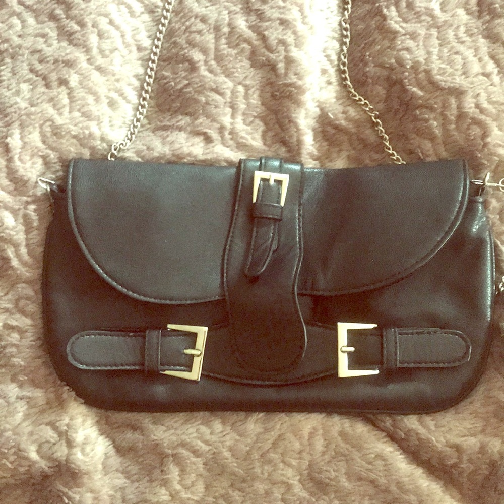 Black buckle clutch